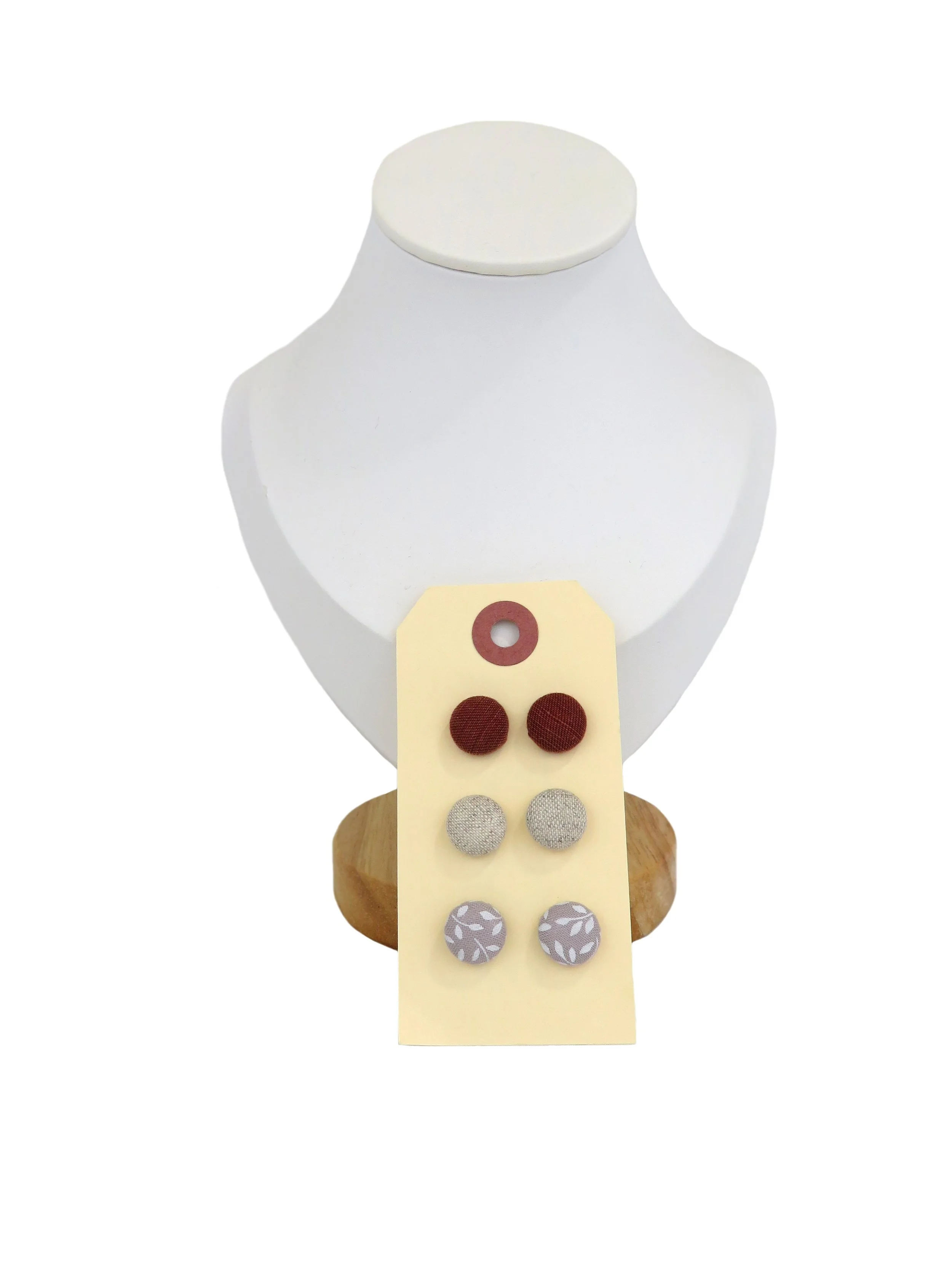 Not So Fancy// Rust Brown, Beige and Floral Beige Earring Set