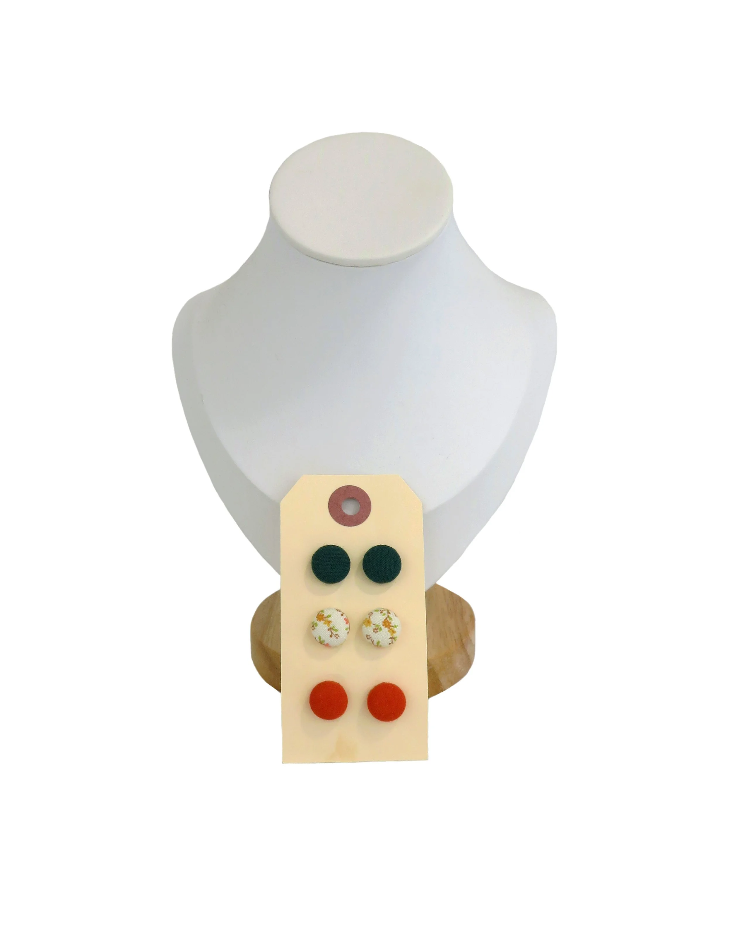 Not So Fancy// Dark Green, Orange and Cream Floral and Orange Earring Set