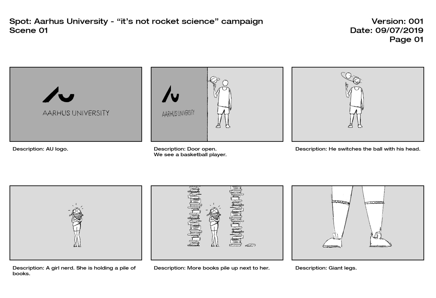 Storyboards and preliminary concepts.