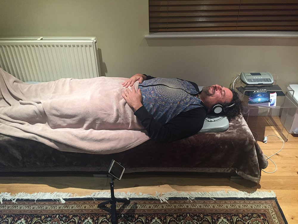 David Wolfe on the PEMF mat at The Milestone Detox