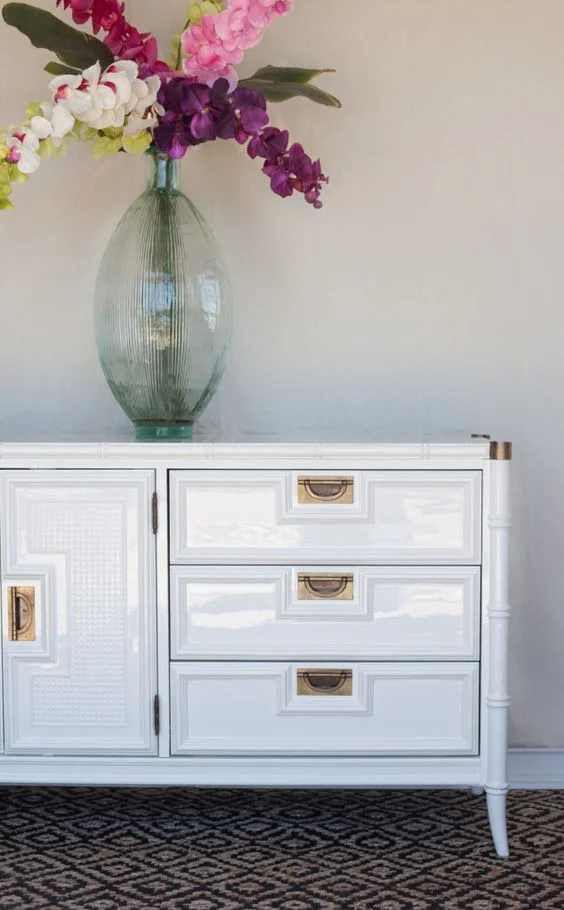 http://www.paintedbykaylapayne.com/2016/06/08/stanley-faux-bamboo-dresser-white-dove/