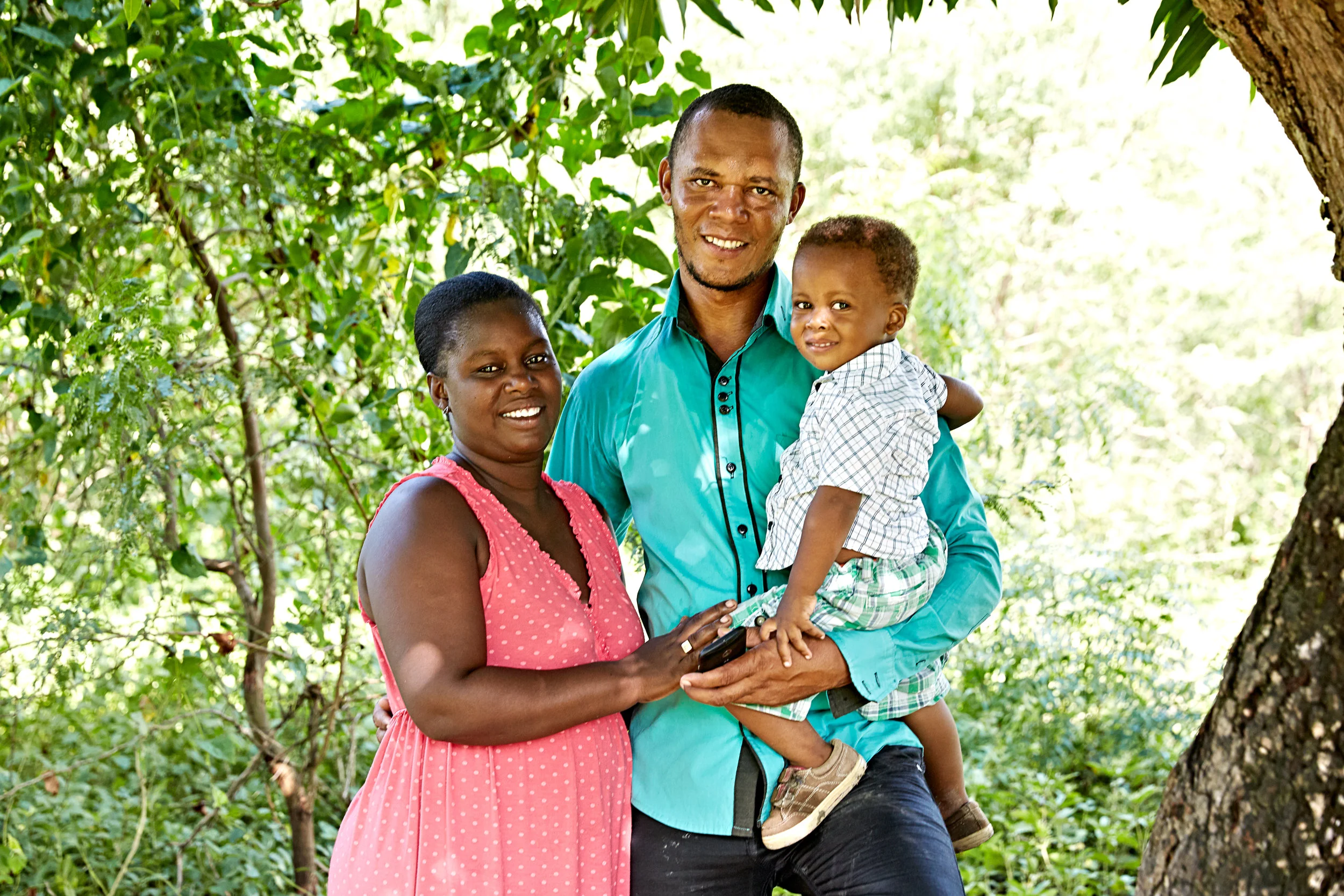 Patrick pictured with his wife Rose Laure and son Pat.