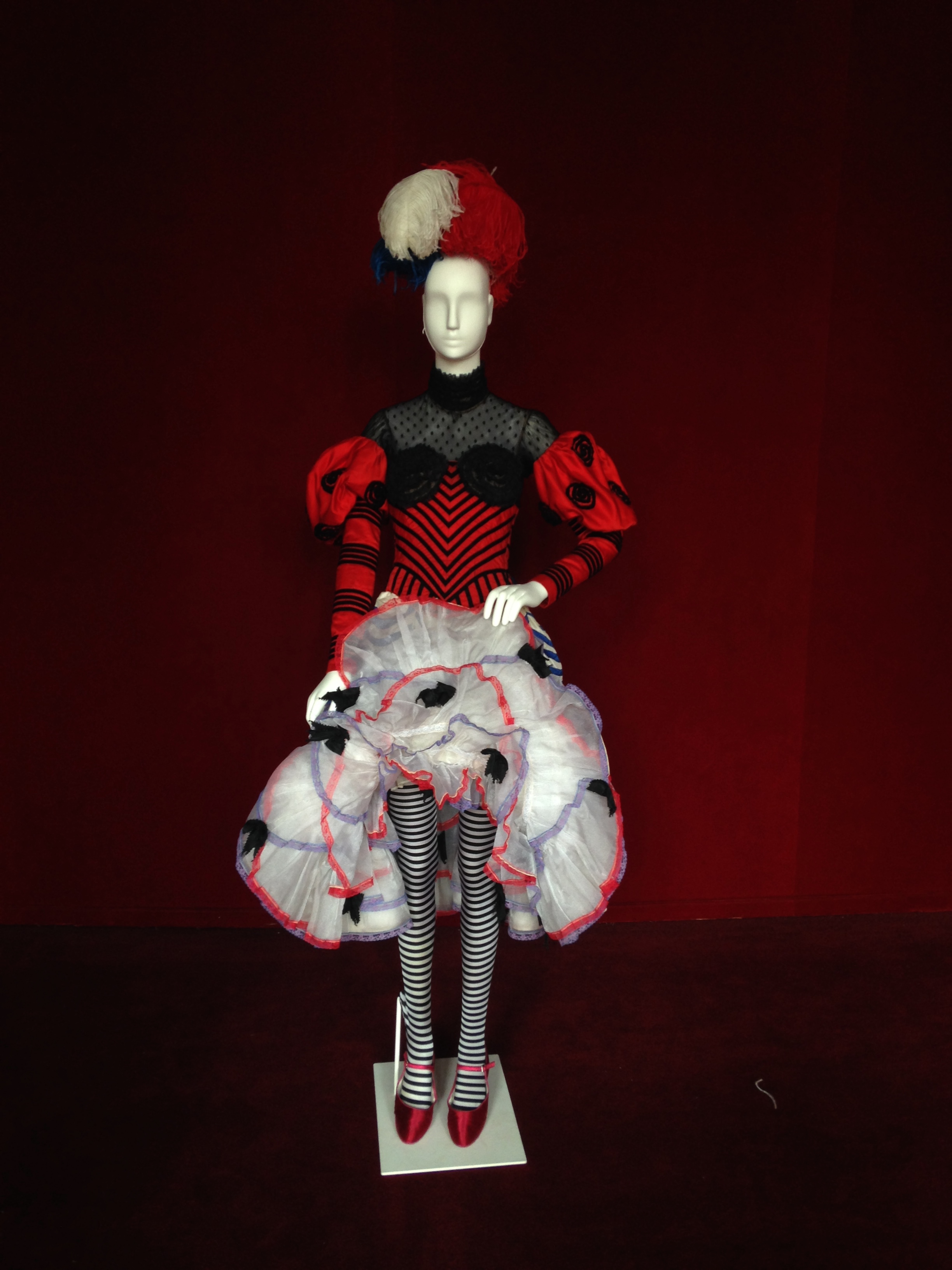 Ballet costume worn for the production 'Gaite Parisienne' dressed on a mannequin