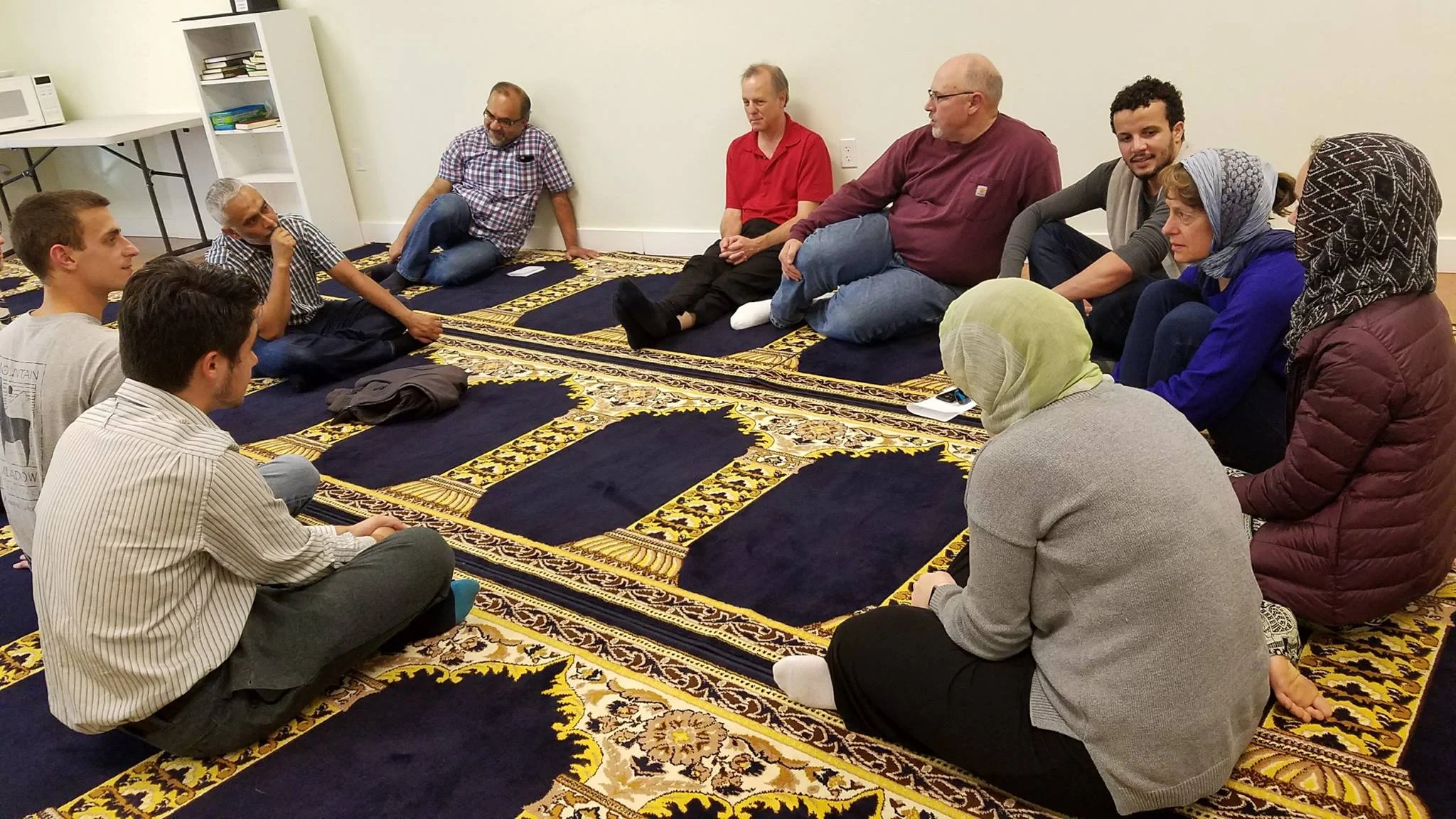 With Multnomah students and others at a mosque in Beaverton