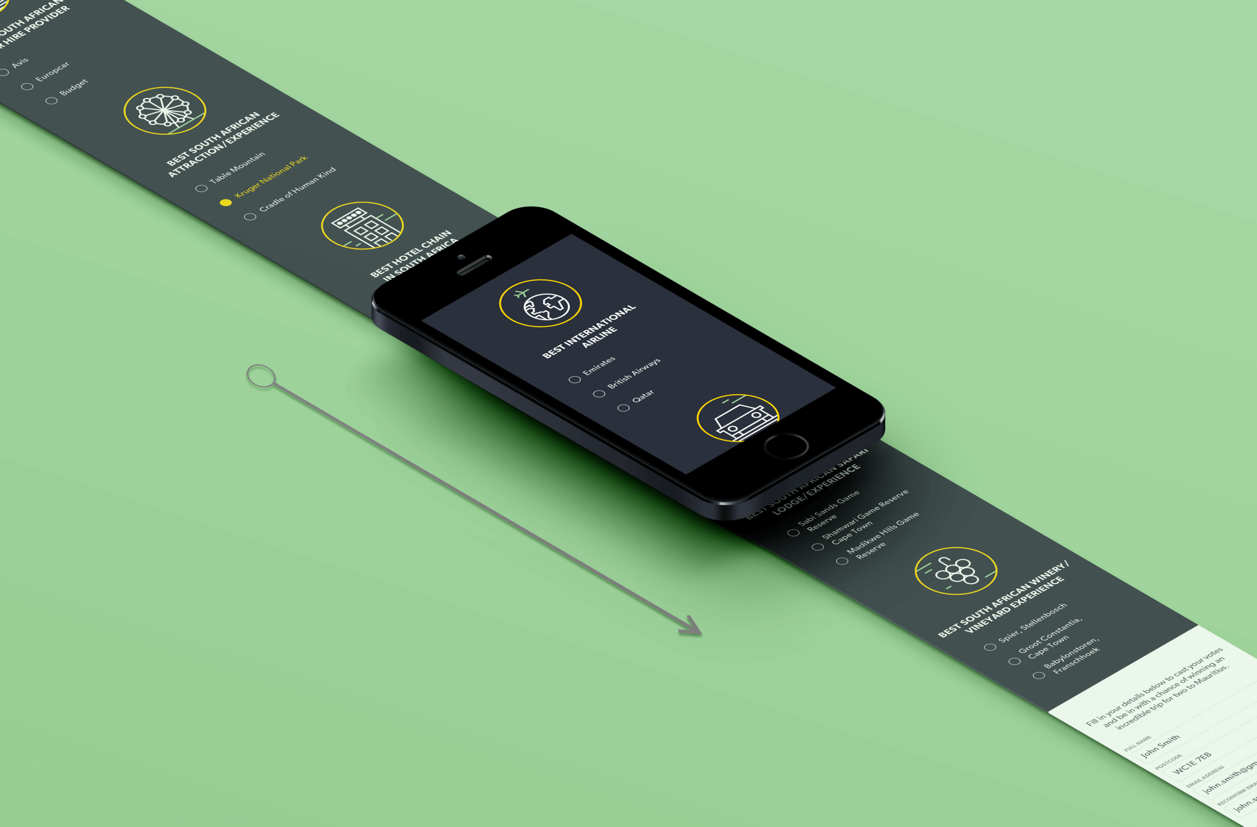 Mobile view- South Africa responsive landing page with all categories and form field shown on load.