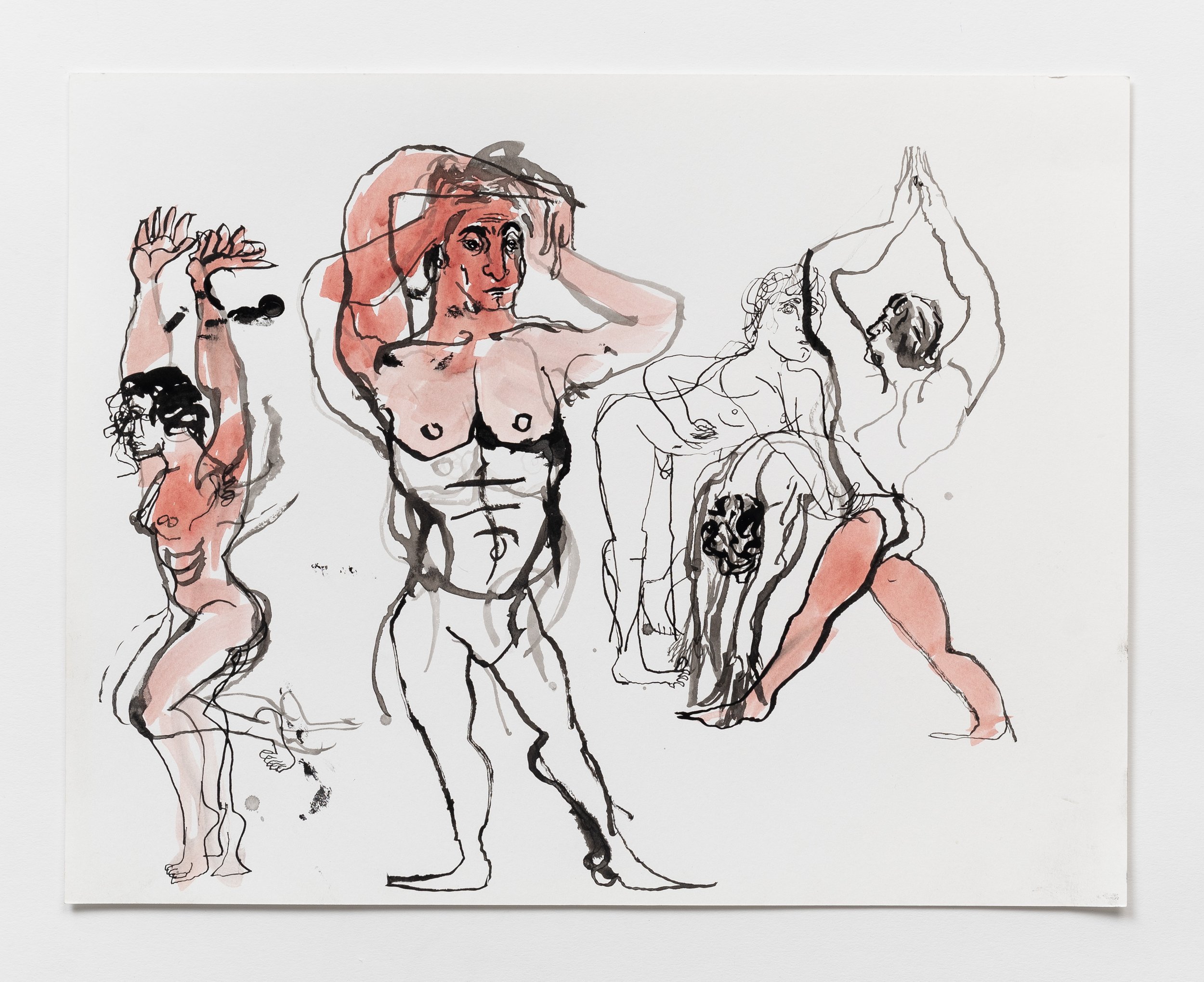 Dancers, ink on paper, 11" x 14", 2020