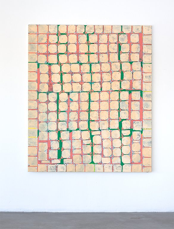 Untitled (Tile), acrylic and oil on canvas, 66" x 56", 2022