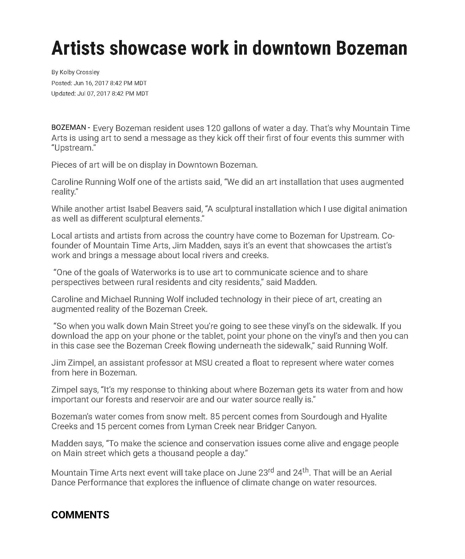 ABC Fox MT, June 2017: Artists showcase work in downtown Bozeman