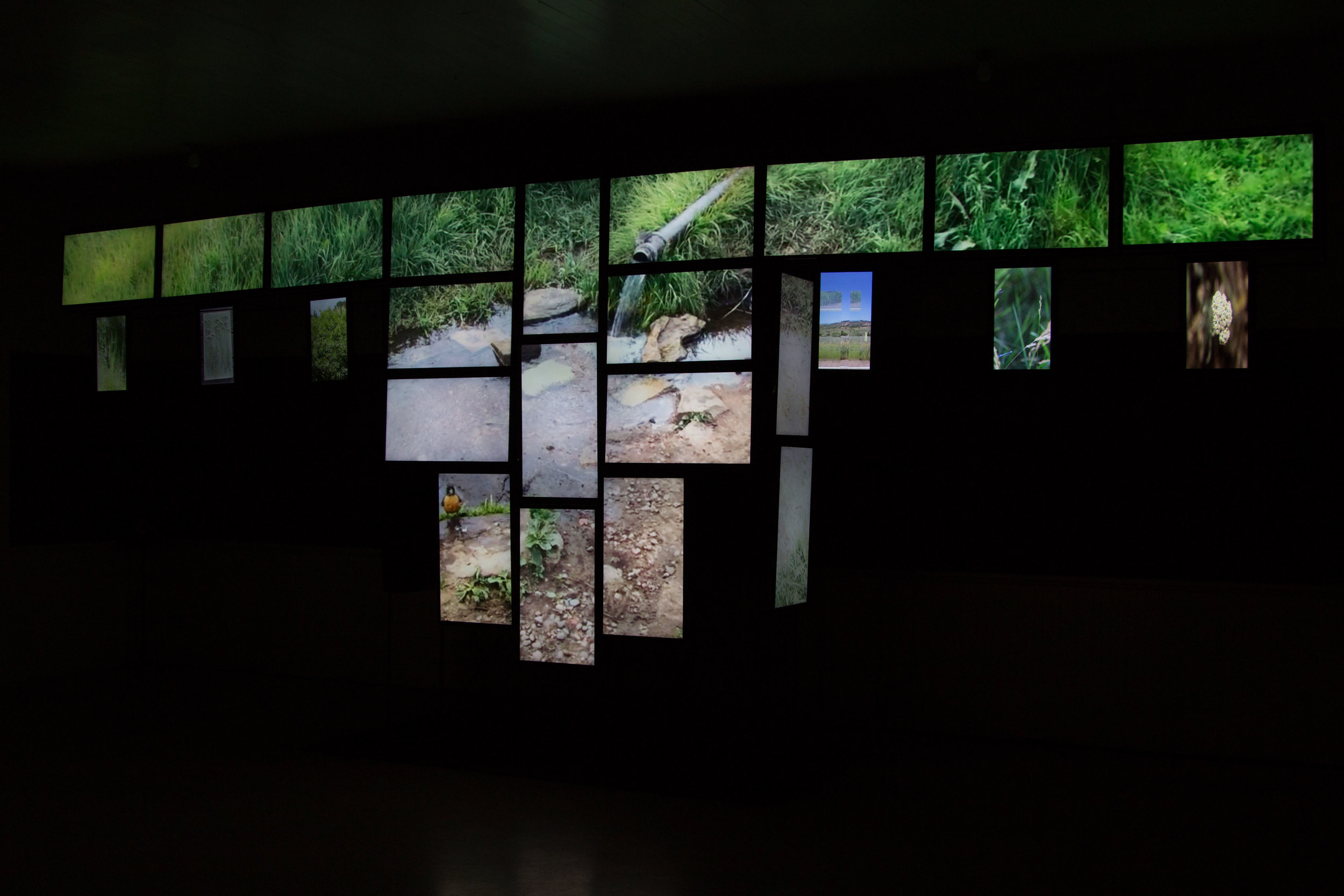  Northern Cheyenne artist Bently Spang's video installation of  War Shirt #6 - Waterways  takes the form of a monumental Plains Indian was shirt using 26 video monitors. 