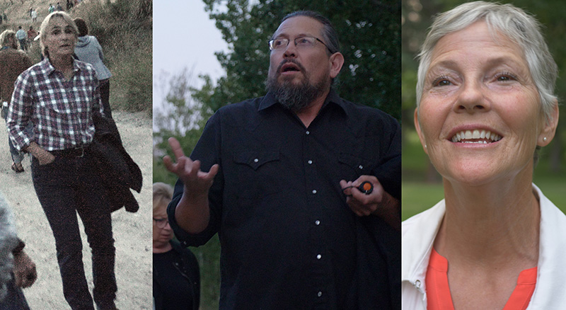 Tour Guides (left to right): Sue Higgins, Environmentalist Bently Spang, Artist and Native American Scholar LaRae Sales, Rancher