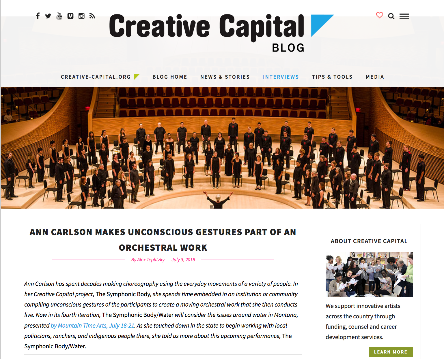 Creative Capital, July 2018