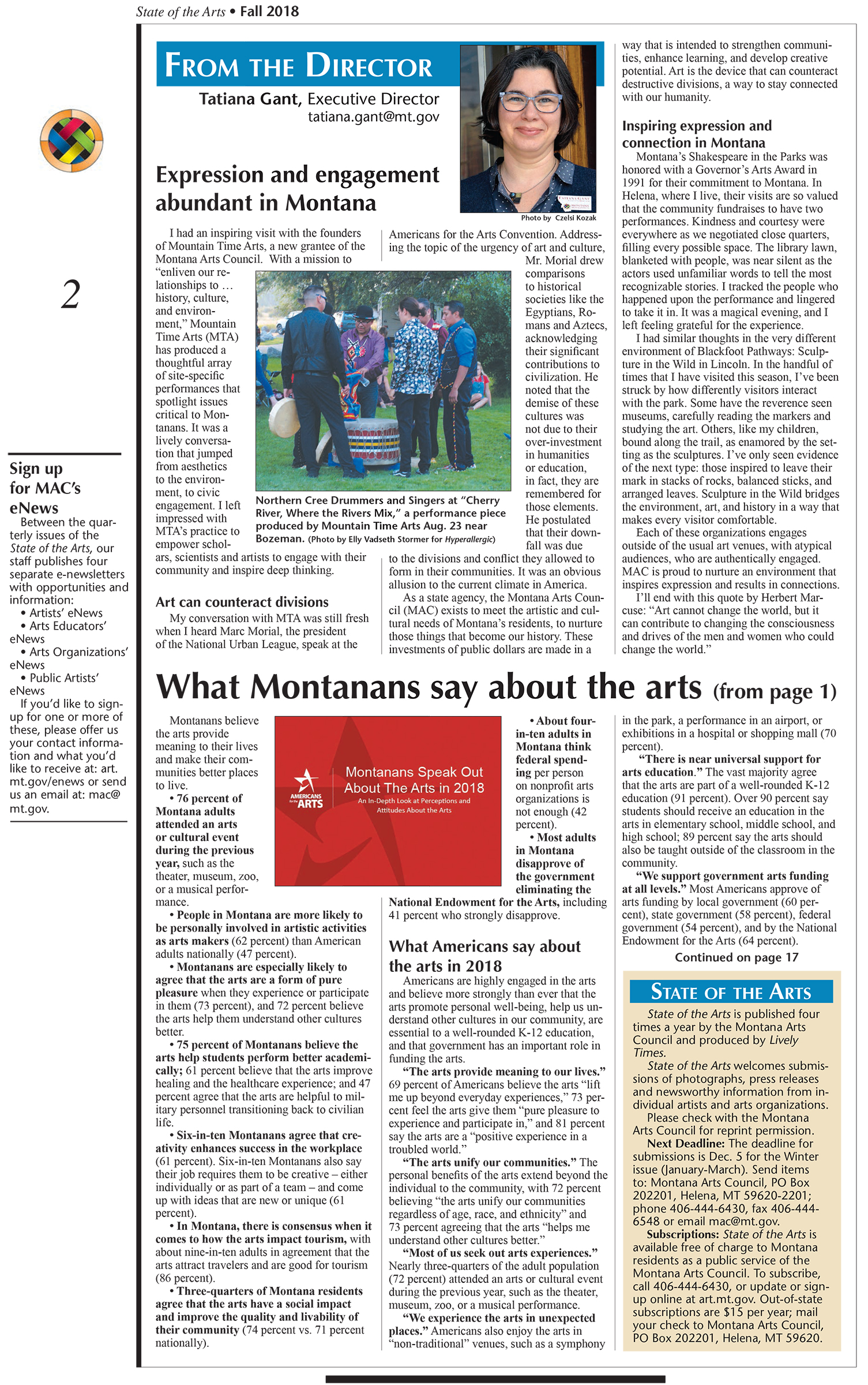 Montana Arts Council, State of the Arts, Fall 2018