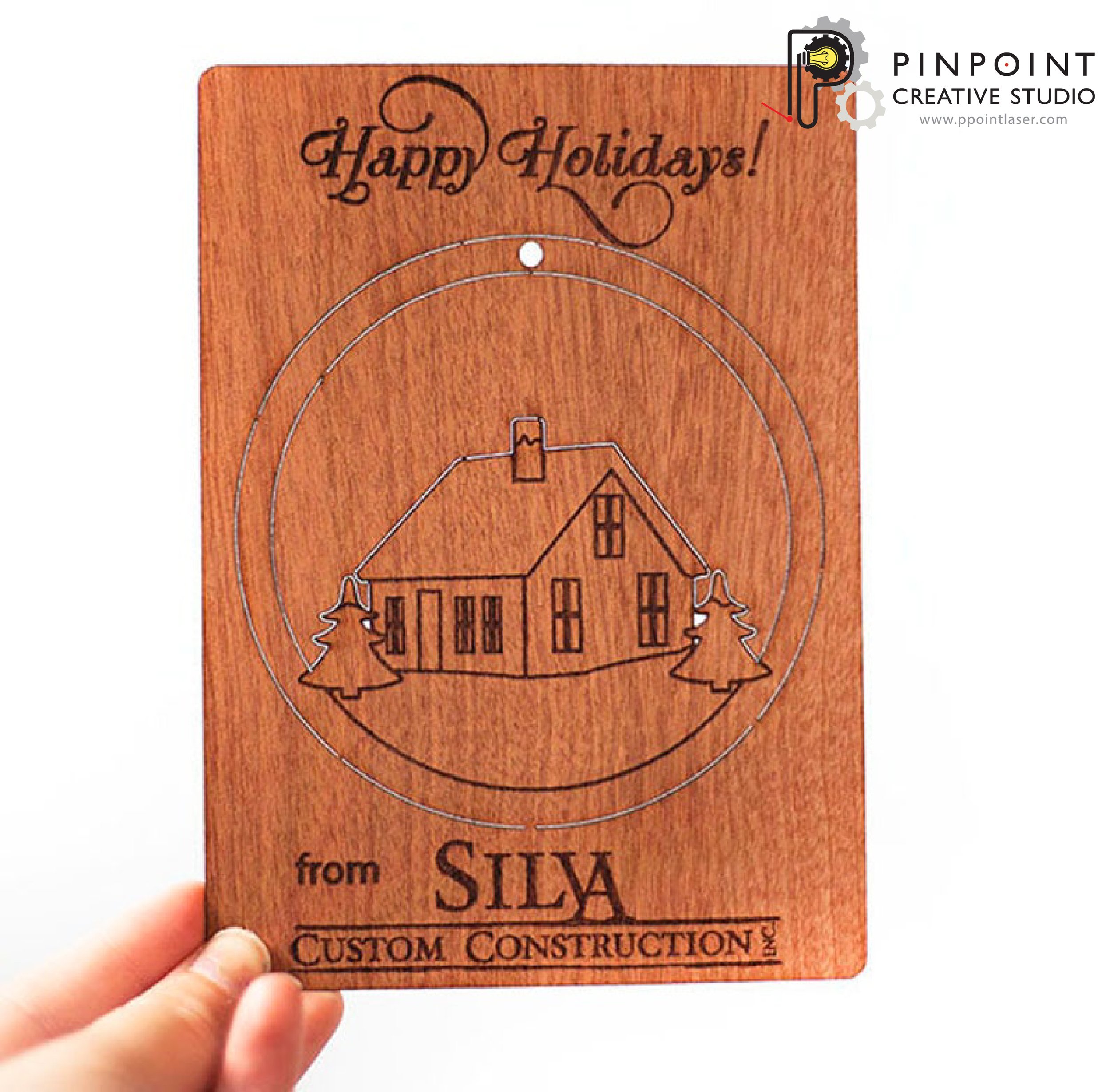Custom Wood Pop-Out Business Christmas Holiday Card Perfect Gift
