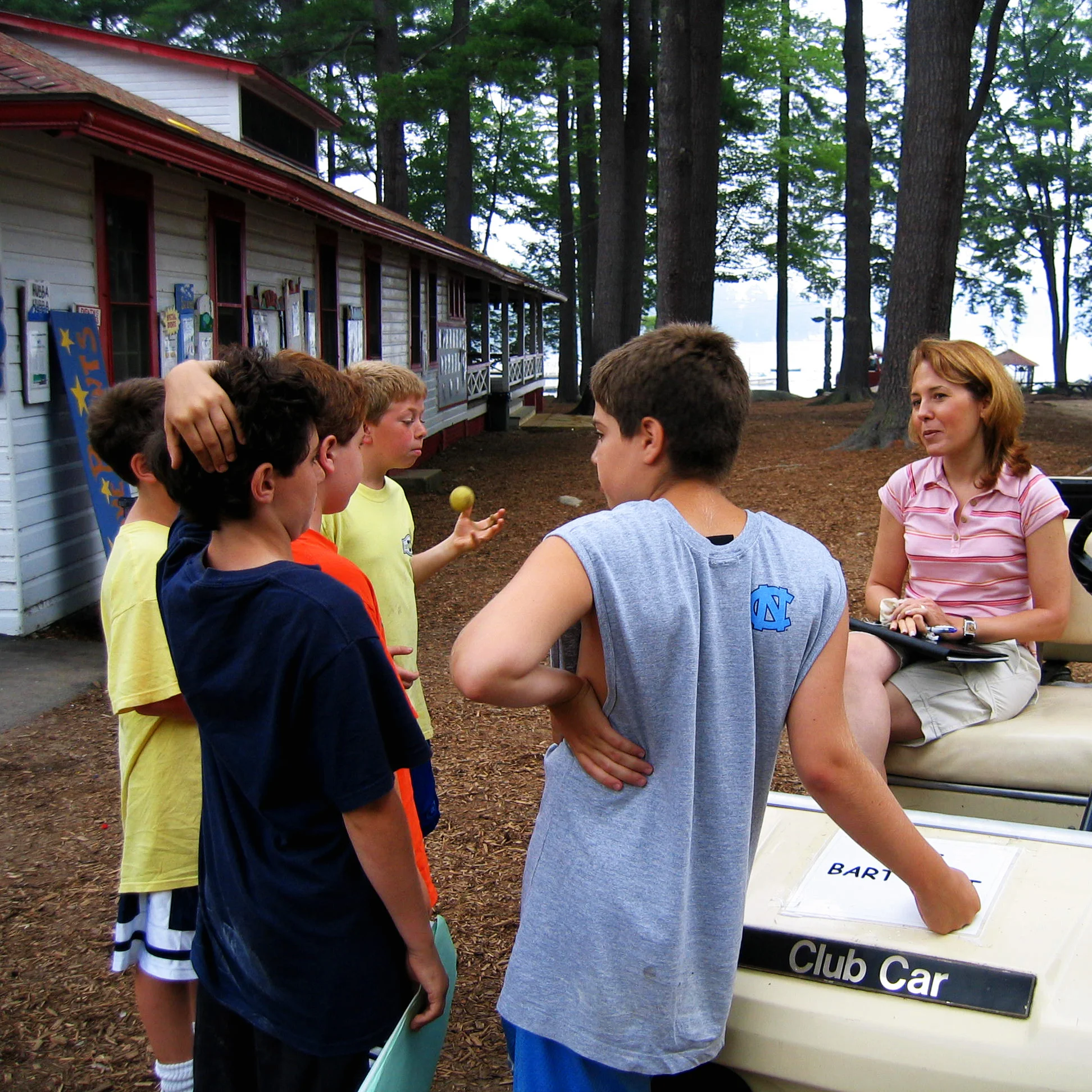 Jill consults with the boys at camp, getting some on-the-spot opinions.