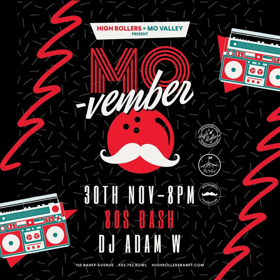 The Mo Valley MOVEMBER 80s BASH!
Join us for an awesome night of fun and fundraising for a good cause.

WEDNESDAY NOV. 30, DOORS @ 8PM
THEME: 80's BASH
DJ ADAM W IN THE HOUSE

Ton of games, raffles and prizes- including a BIG showdown for best mousta
