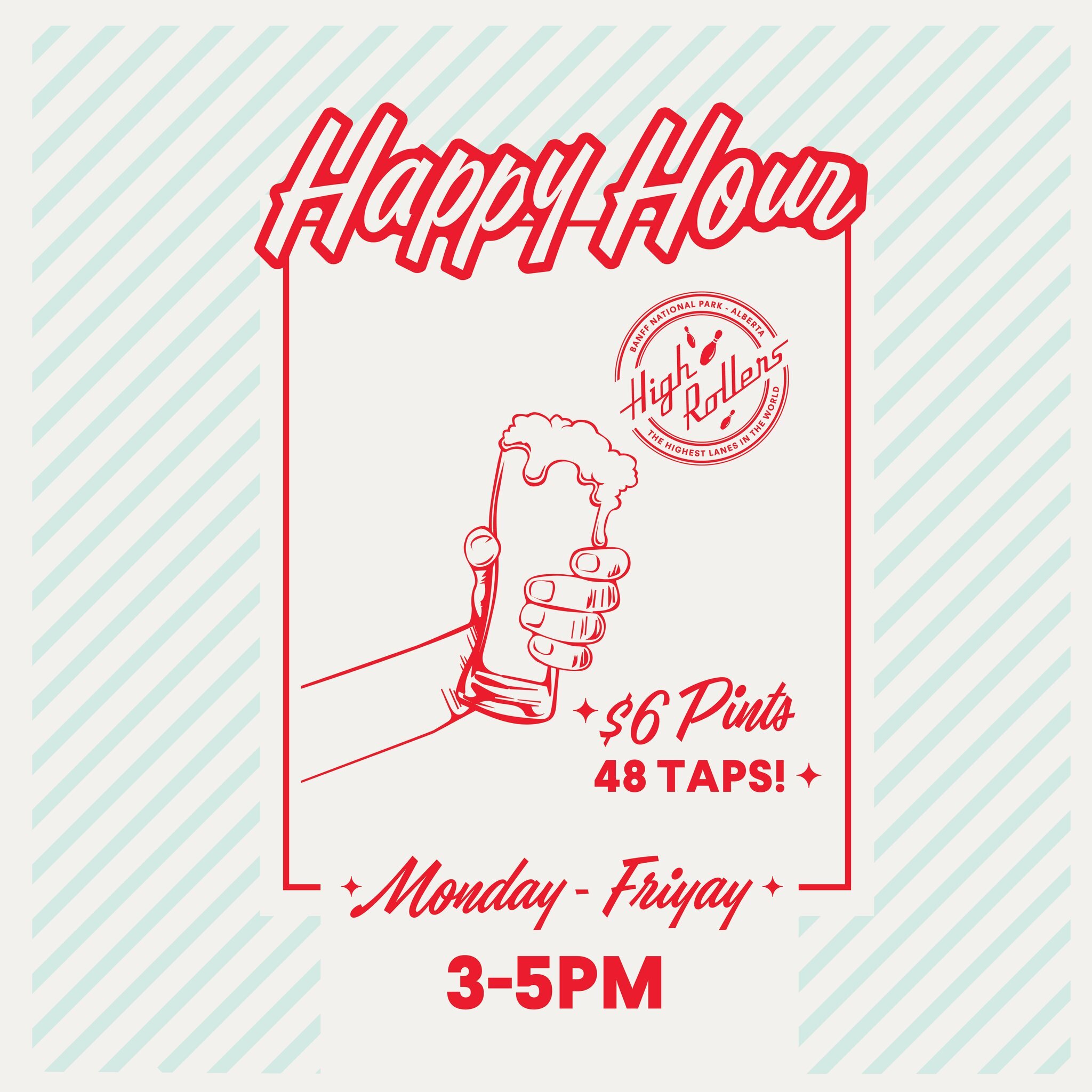 $6 Pints, $10 Pizza (cheese, pepperoni, marg or Hawaiian) and $10 Wings.😱 Now we're talkin'. Let the good times ROLL at happy hour. Monday - Friyay from 3-5pm. Reserve your table now! Link in bio.