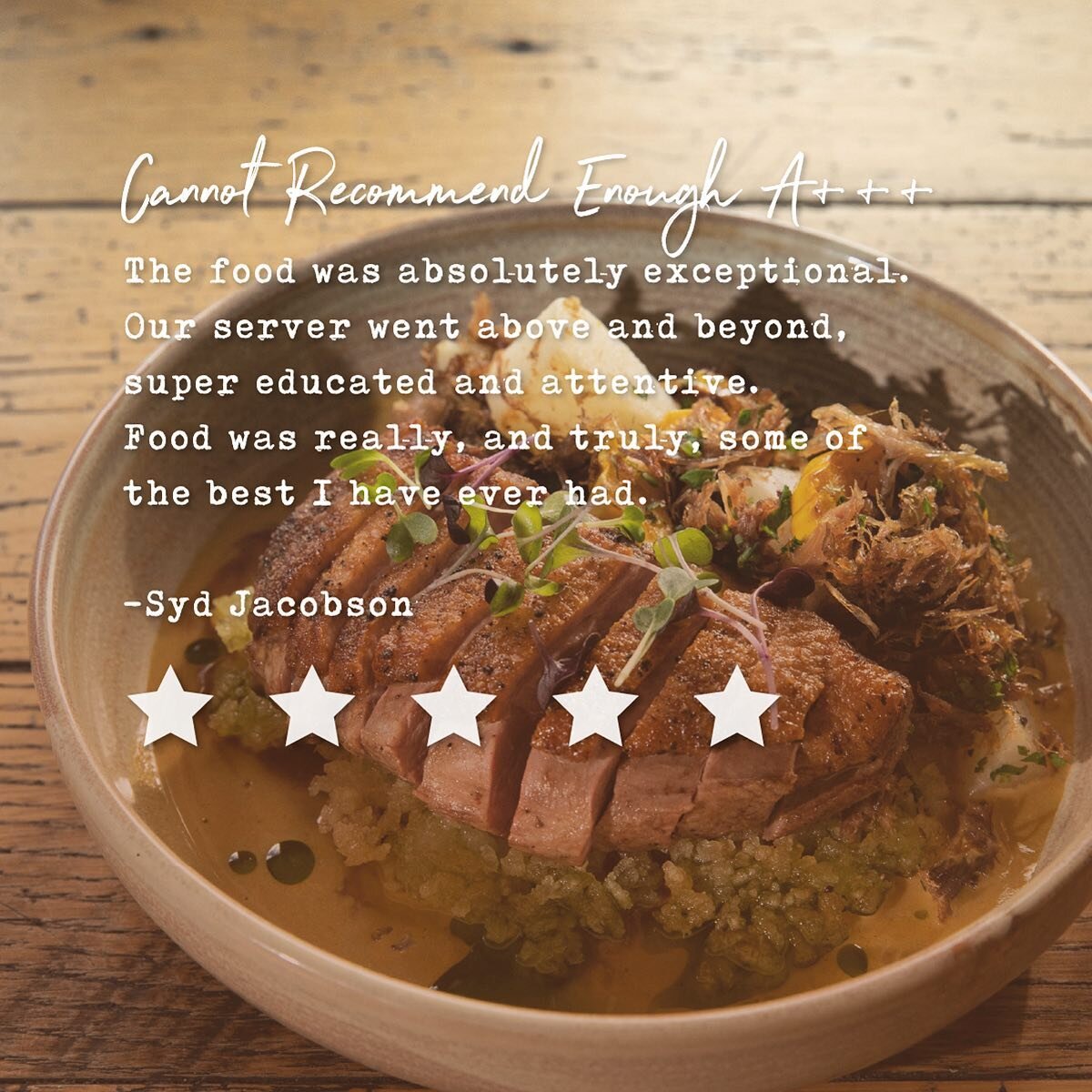 Another raving review! Thank you to everyone who takes the time to let us know what you think. 
See our link in bio to peruse the new menu and reserve. 

#thebisonbanff #awardwinning #banffeats #thebison #mybanff #bison #duck #bestfood #fivestars