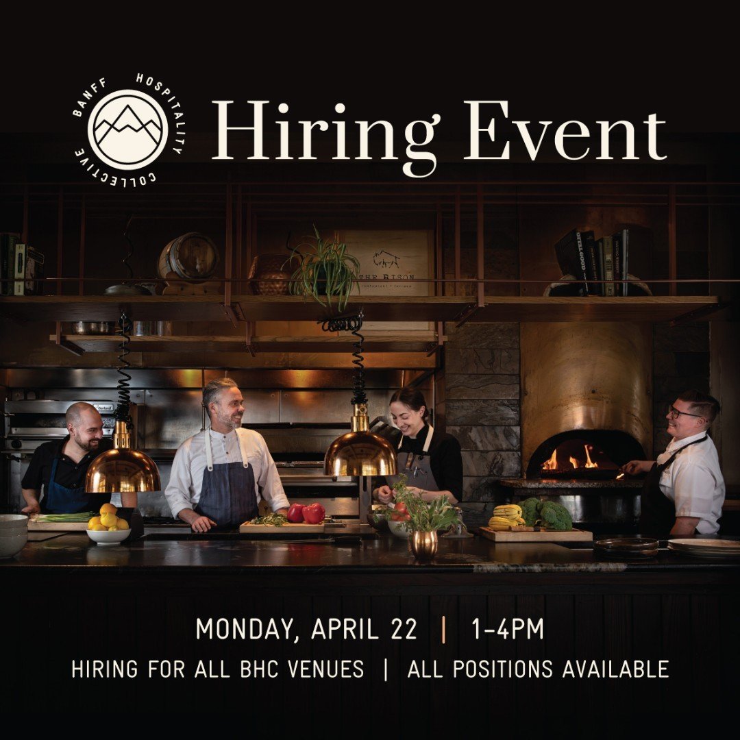 *HIRING EVENT* 
Monday, April 22, 2024
1 - 4 PM
137 Banff Avenue (The Maple Leaf)
Hiring for all BHC venues, all positions

Join us on Monday, April 22 from 1-4pm for our spring hiring event! Book your interview in advance, link in bio. 
Walk-ins wel