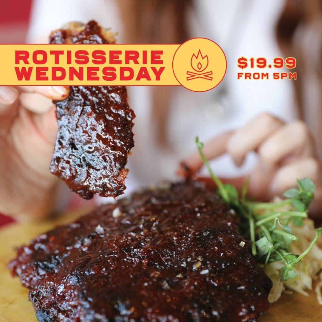 Perfectly seasoned meat rotated on a spit until the outside is crisp and the inside is succulent. A.K.A. meal goals.
Head over to @parkdistillery every Wednesday until June 12th for Rotisserie Wednesday. 

1/2 rack of ribs with slaw and crushed baby 