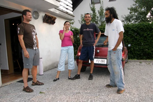 Ljubljana Jingle Orchestra members, outside Brlog Studios