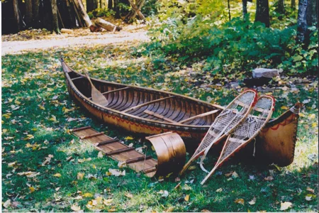 Toboggan and snowshoes