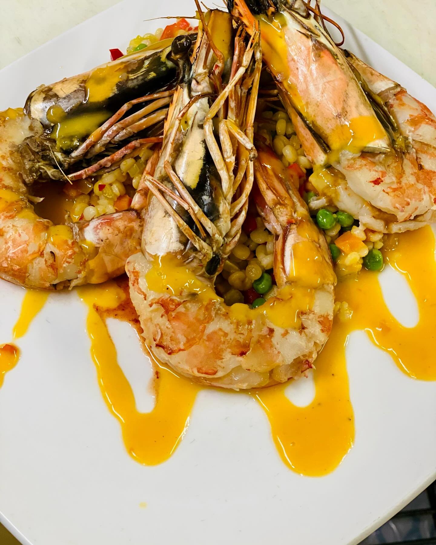 Polynesian &ldquo;Bikini&rdquo; Spot Prawns | Confetti Vegetable Couscous | Coconut Milk &amp; Citrus Glaze #tiffanystapandgrill