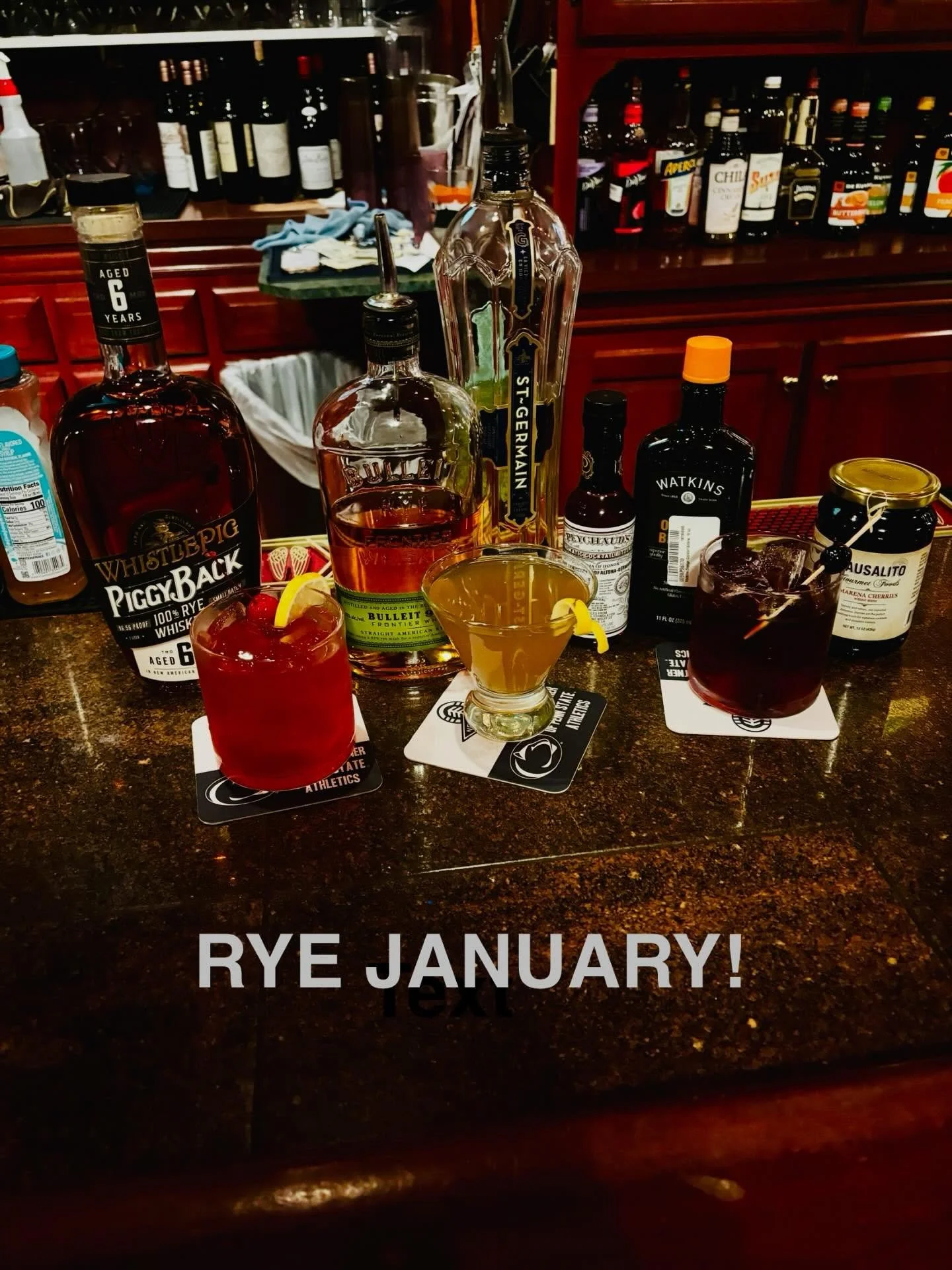 Enjoy a Crimson Classic Fashioned, Rye&rsquo;s Up! Or a Scofflaw.  A great trio of new cocktails designed by our mixologist Maria!  @mrf419 #tiffanystapandgrill #dryjanuary #whiskey #ryewhiskey #cocktails
