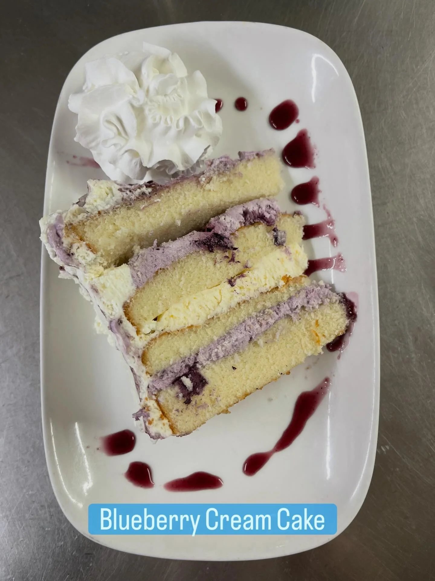 Blueberry Cream Cake for the win!  House made as usual!  #tiffanystapandgrill