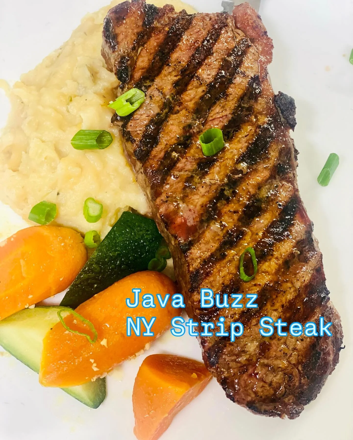 14oz Black Angus Coffee Rubbed NY Strip Steak. #tiffanystapandgrill