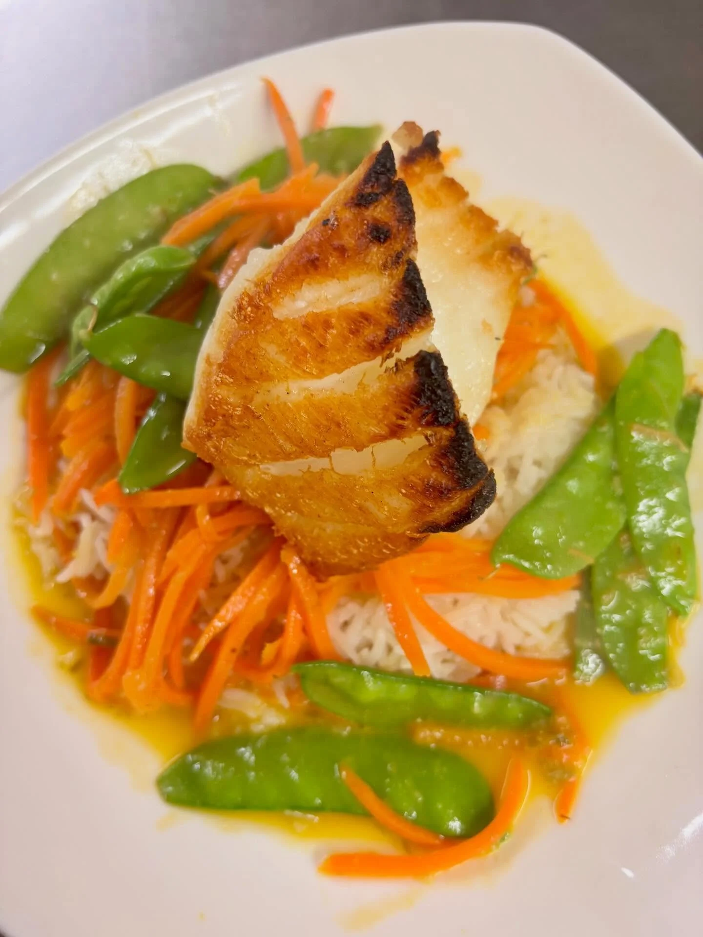 Chilean Sea Bass | Spring Garlic Seared Carrots &amp; Snow Peas | Basmati Rice #tiffanystapandgrill