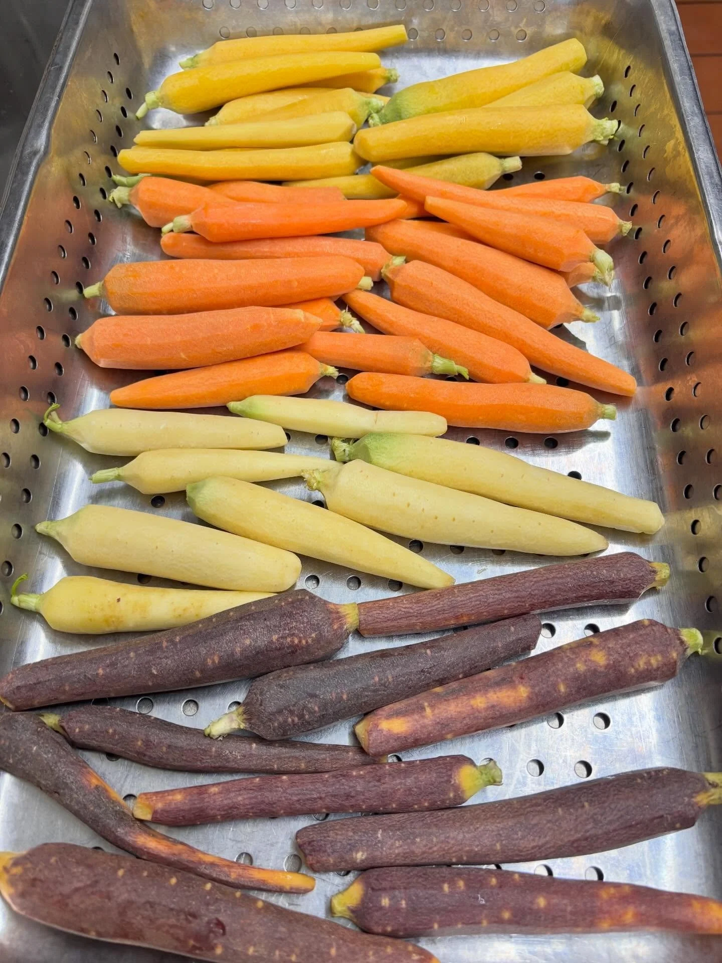 Roasting Petite Heirloom Carrots for Service!  #tiffanystapandgrill