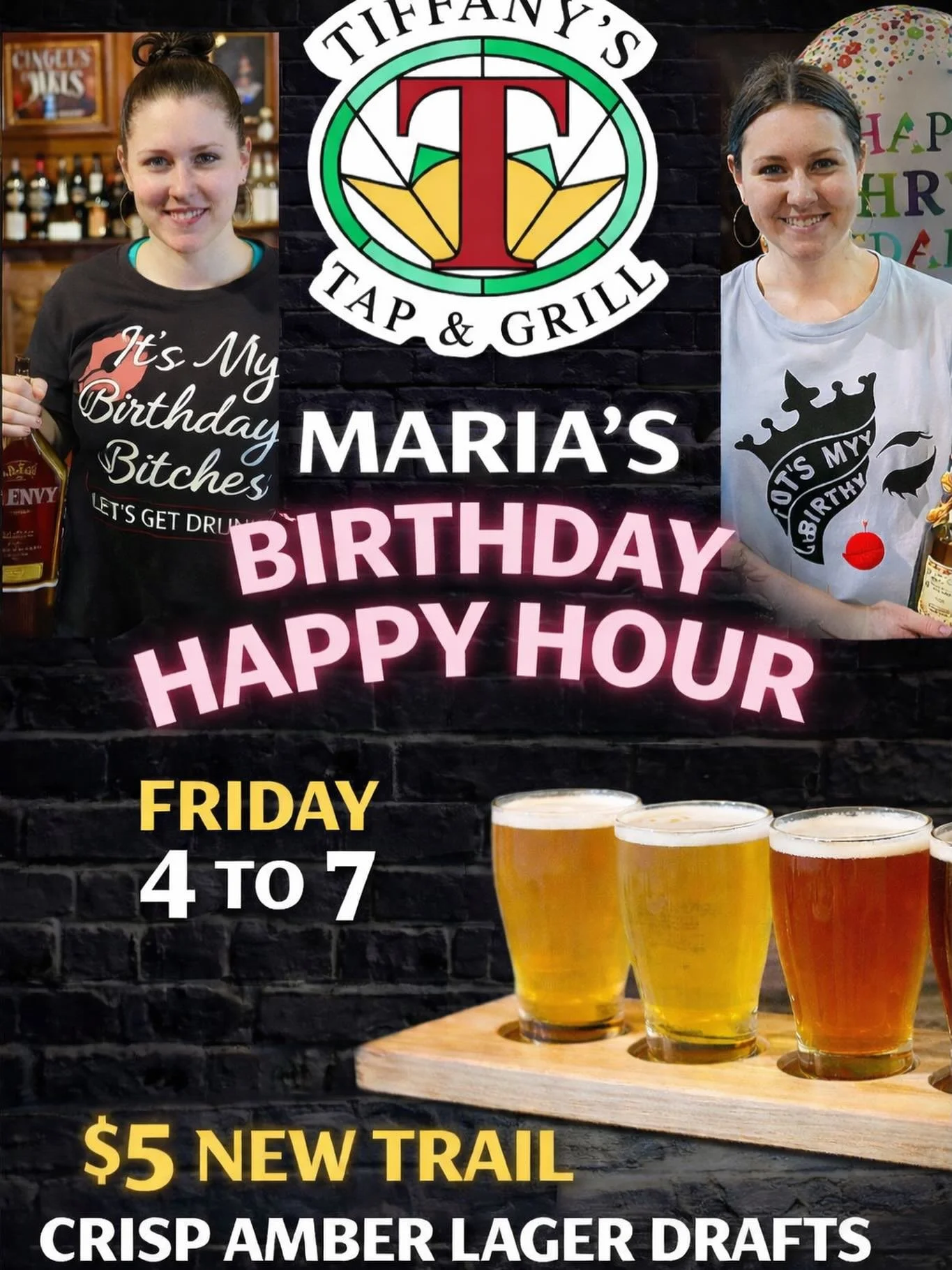 The Best Bartender is celebrating her Birthday Weekend!  Get here for Friday Happy Hour from 4-7.  Snarky comments and birthday cake may be shared with you&hellip;. It&rsquo;s her birthday, it&rsquo;s her choice.  #tiffanystapandgrill