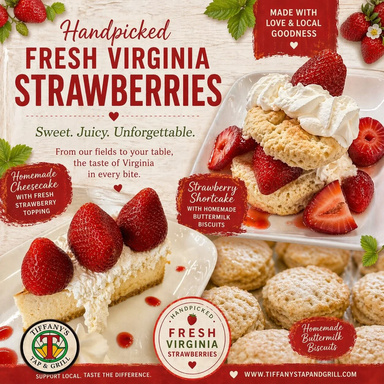 Who doesn&rsquo;t love fresh picked strawberries?!?! From our friends at Old Tavern Farm.  #tiffanystapandgrill @oldtavernfarmva