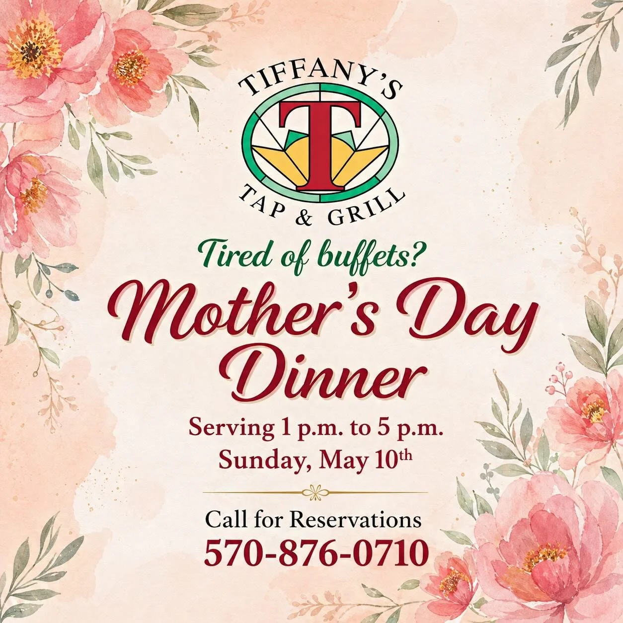 Menu on website!  #tiffanystapandgrill