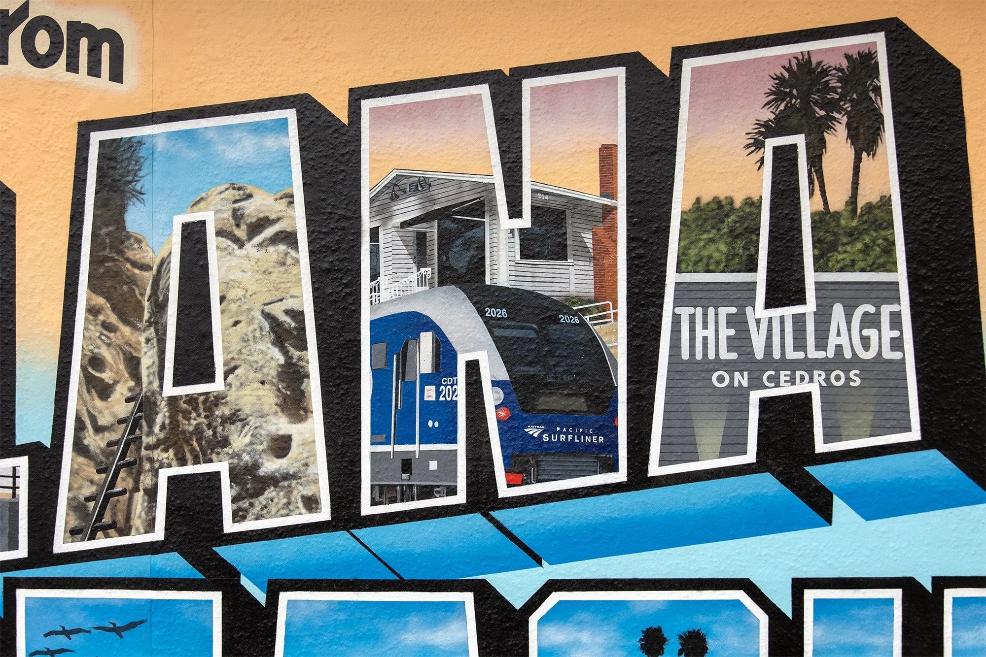 Annie's Canyon, Pacific Surfliner, The Village on Cedros Mural Details