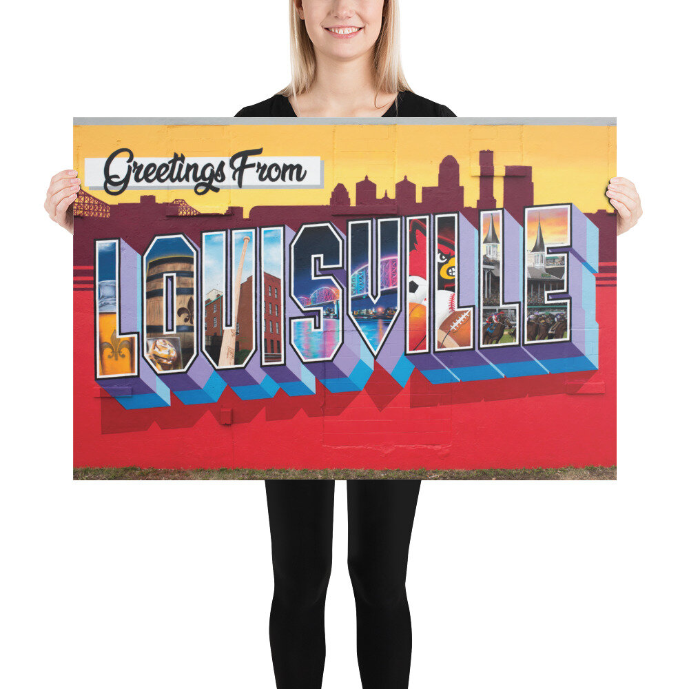Greetings from Louisville Mural in KY  Welcome Louisville Sign Art in  Kentucky — Greetings Tour - Postcard Mural Artists