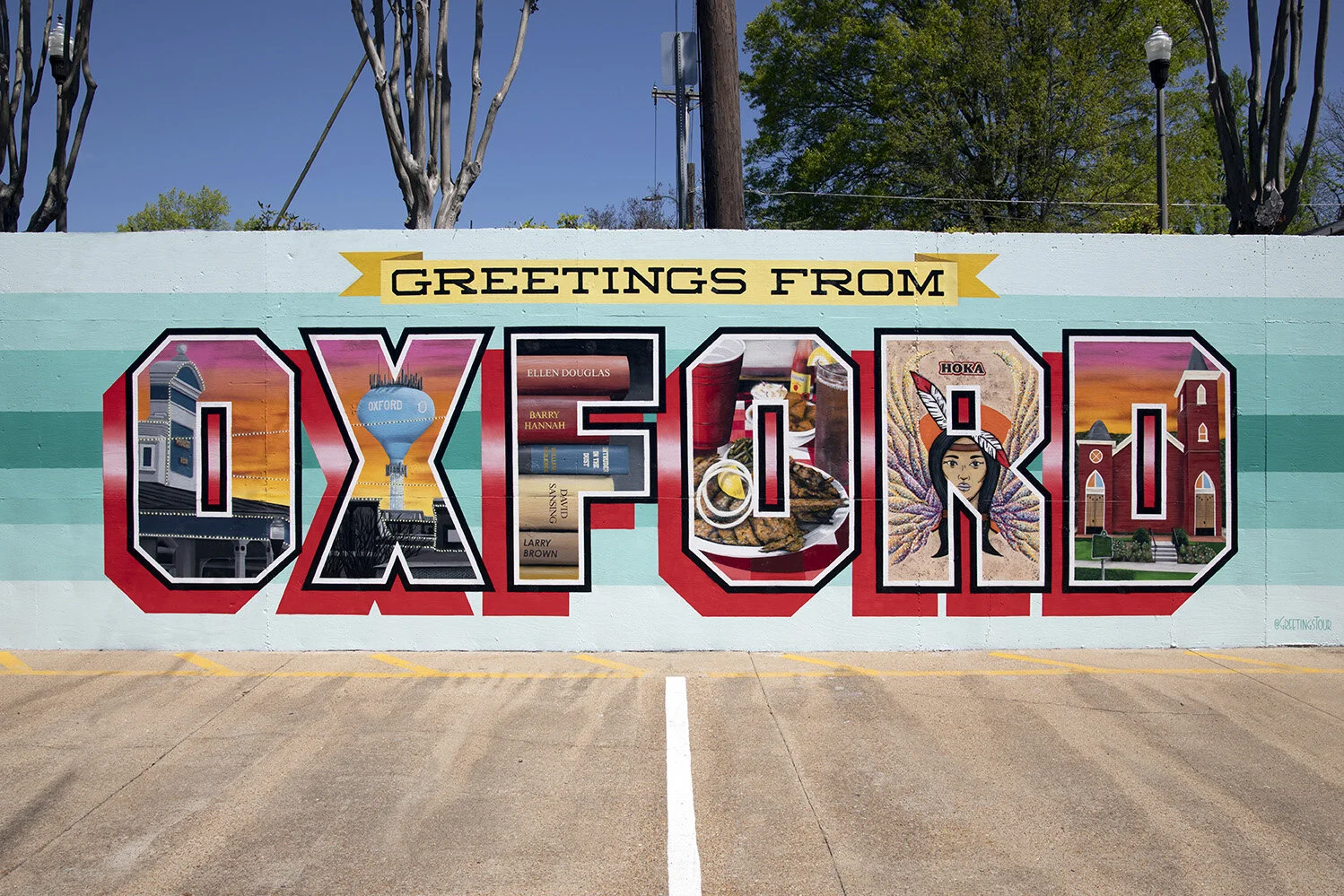 Greetings From Oxford Mississippi Postcard Mural Painting Greetings Tour Postcard Mural Artists