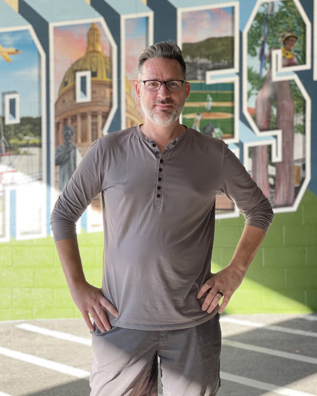 Jeff Pierson in front of Charleston Mural