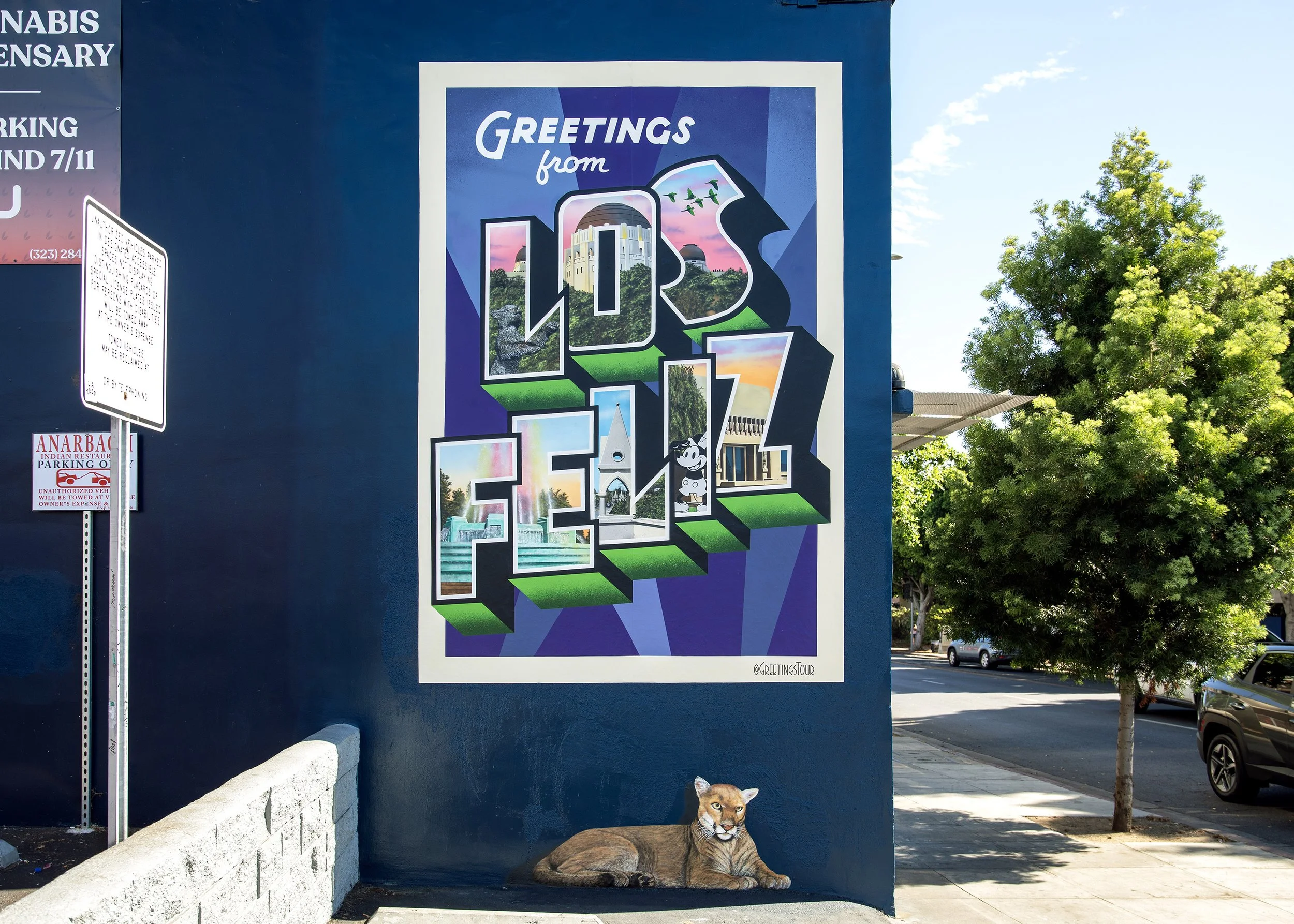 Greetings from Los Feliz mural on Vermont and Franklin by Victor Ving