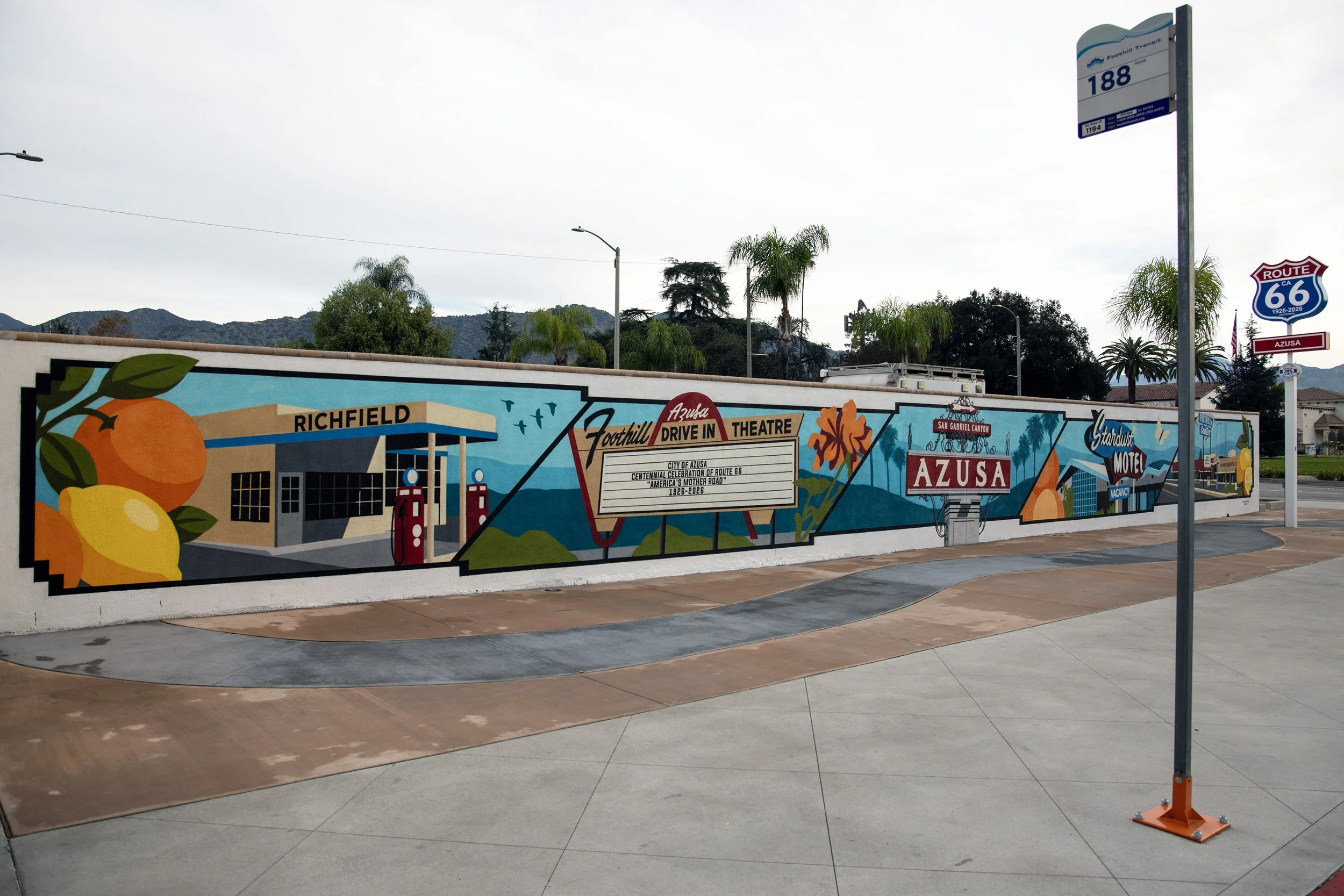 Route 66 Mural in Azusa by Victor Ving