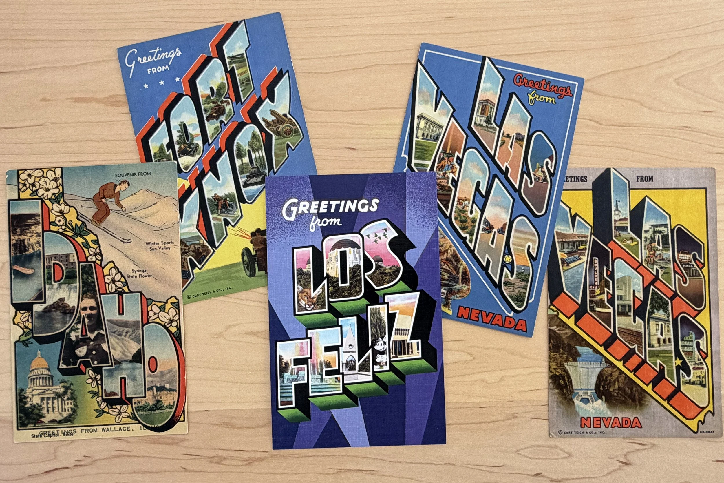 Vertical Large Letter Linen Postcards