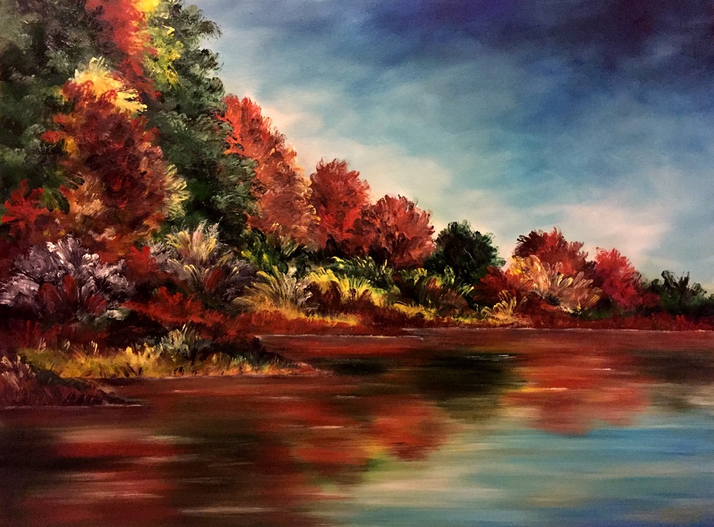 Amal Rashed Fall Colors Oil on Canvas 18 x 24
