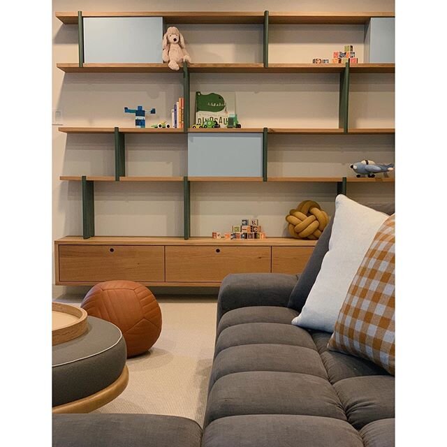 Playful family room with some grown-up details
.
.
.
.

Interior design: @cassnicostudio 
Furniture millwork: @kaimadewoodworking 
#cassnicostudio