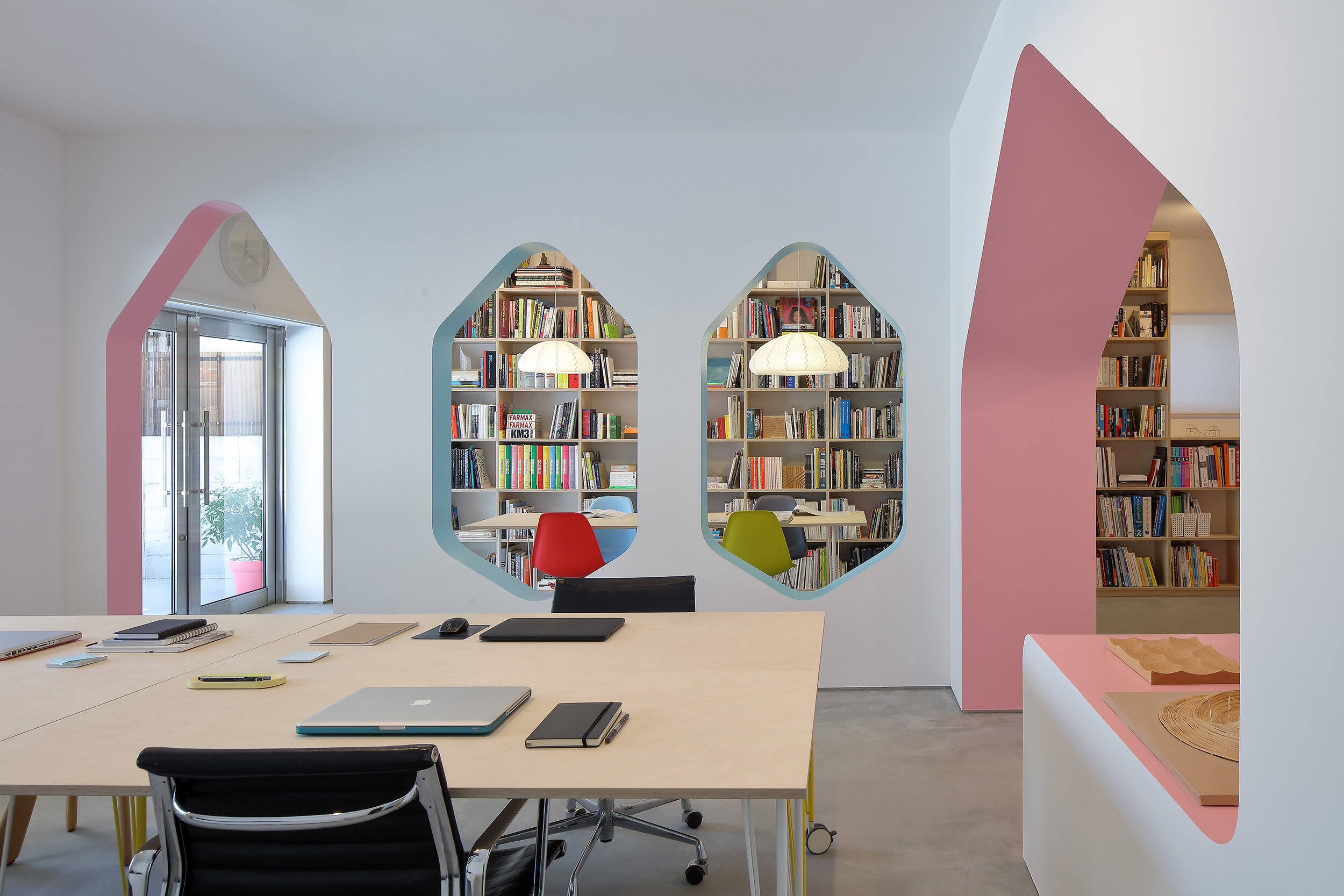 A Rainbow of Colorful Arches Brightens Up a Live/Work Home in Japan Dwell Photo by Kei Sugino