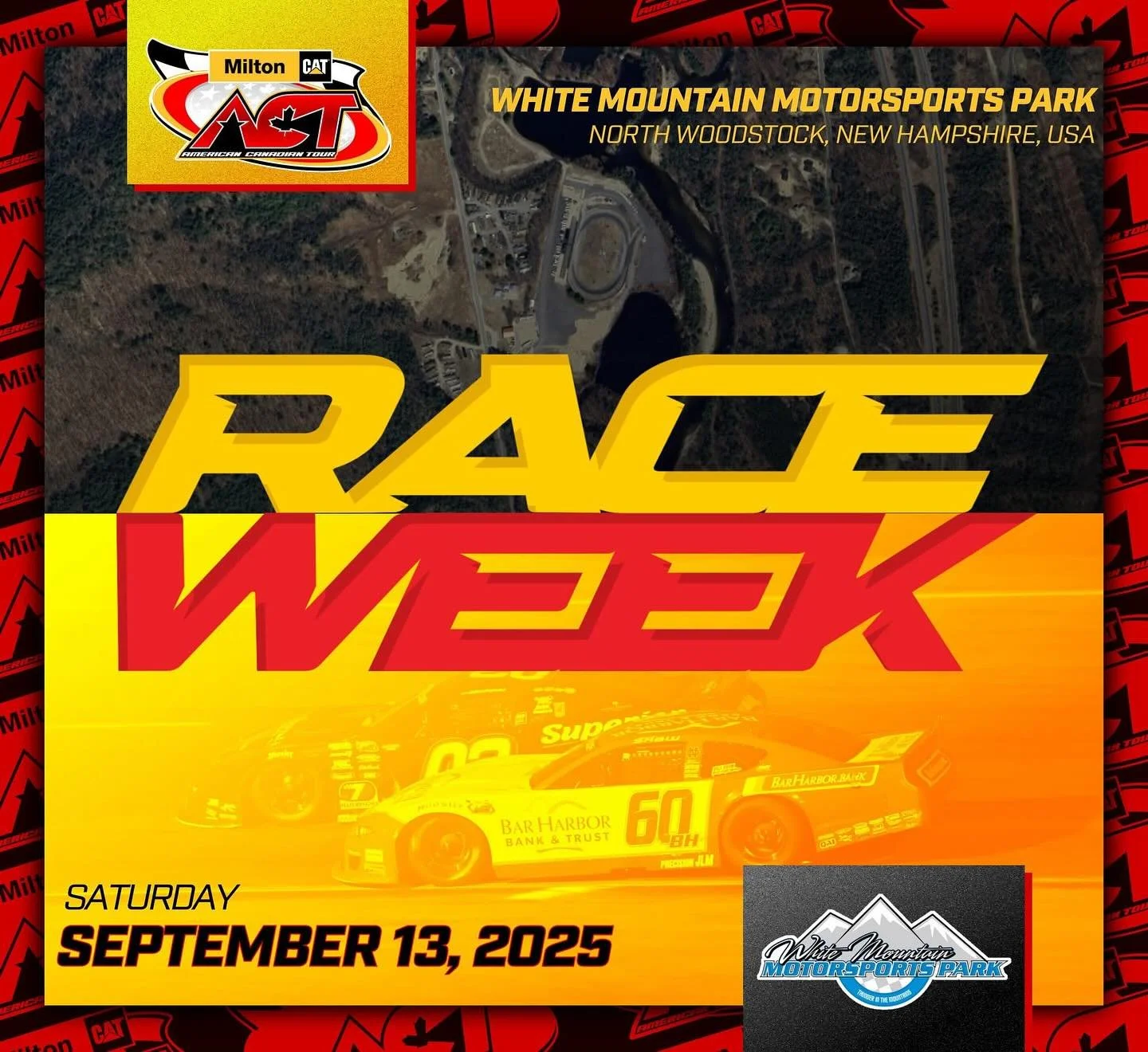 It&rsquo;s RACE WEEK for the legendary @milton_cat American-Canadian Tour!

🏟️ @whitemountainmotorsportspark 

📍 North Woodstock, New Hampshire 🇺🇸

🗓️ Saturday September 13, 2025

🏁 47th Fall Foliage 200 presented by @bhbtsocial 

💰Championshi
