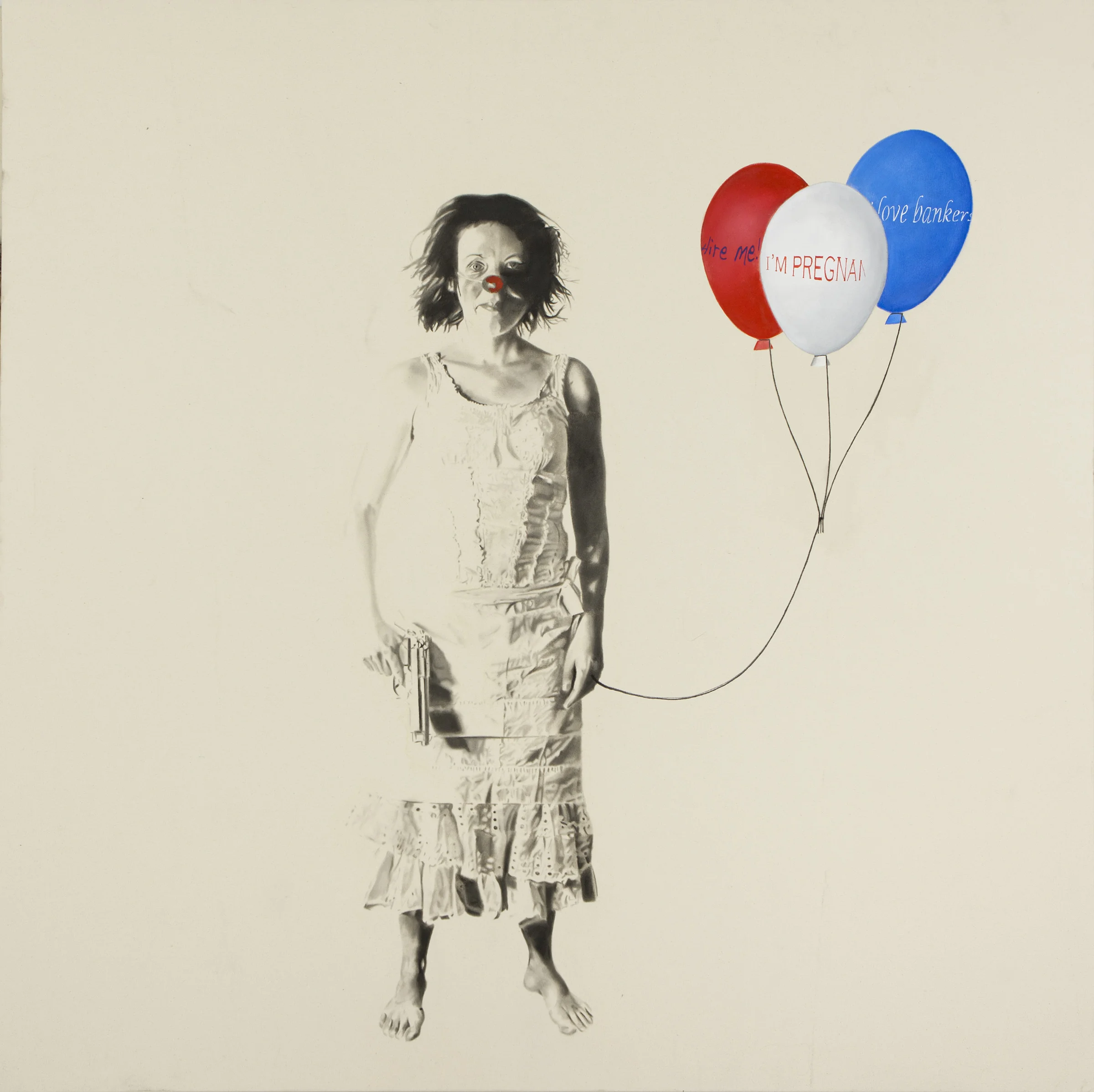 Occupy me (self portrait), 2012. Huile et fusain sur toile. 78 x 78 pouces. 