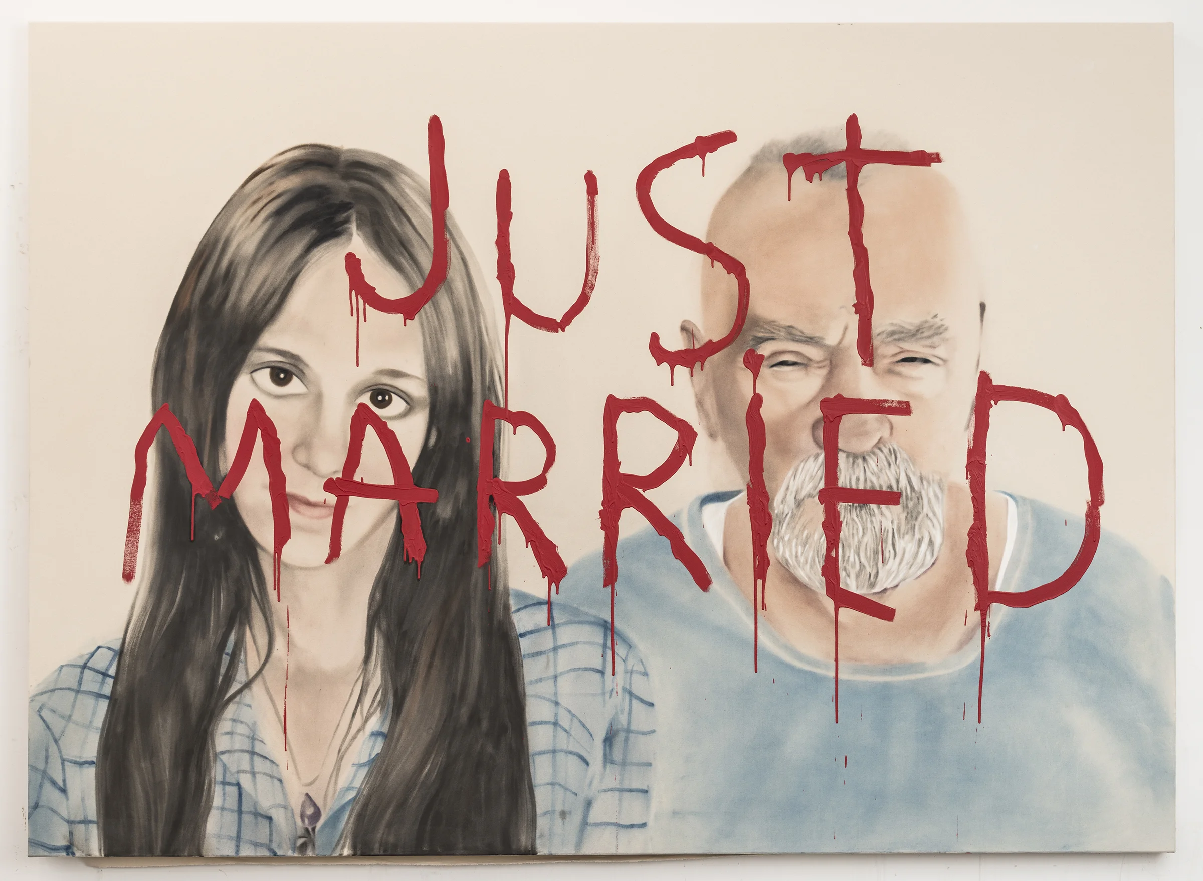 Just Married , 2015. Huile et fusain sur toile. 