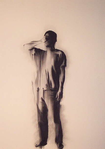   Autoportrait en déni , 2002. Huile sur toile. 84 x 60 pouces.&nbsp; 