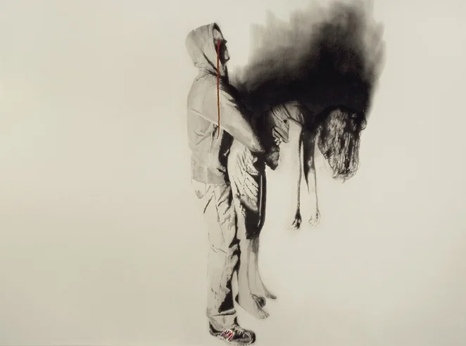 Bride burning , 2007. Huile sur toile, 80 x 108 pouces. 