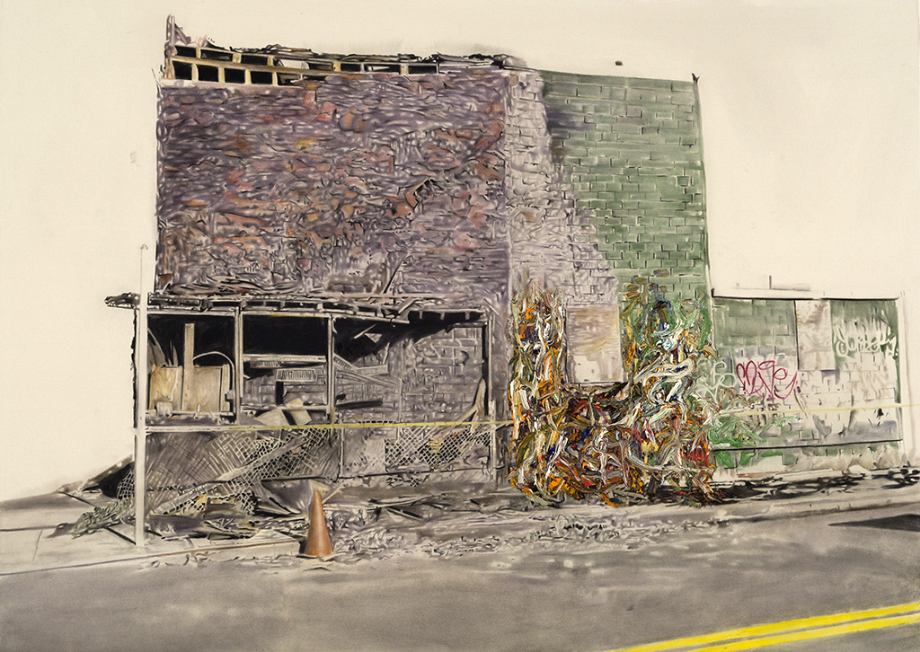 Paysage Brooklyn , 2014. Huile et fusain sur toile. 